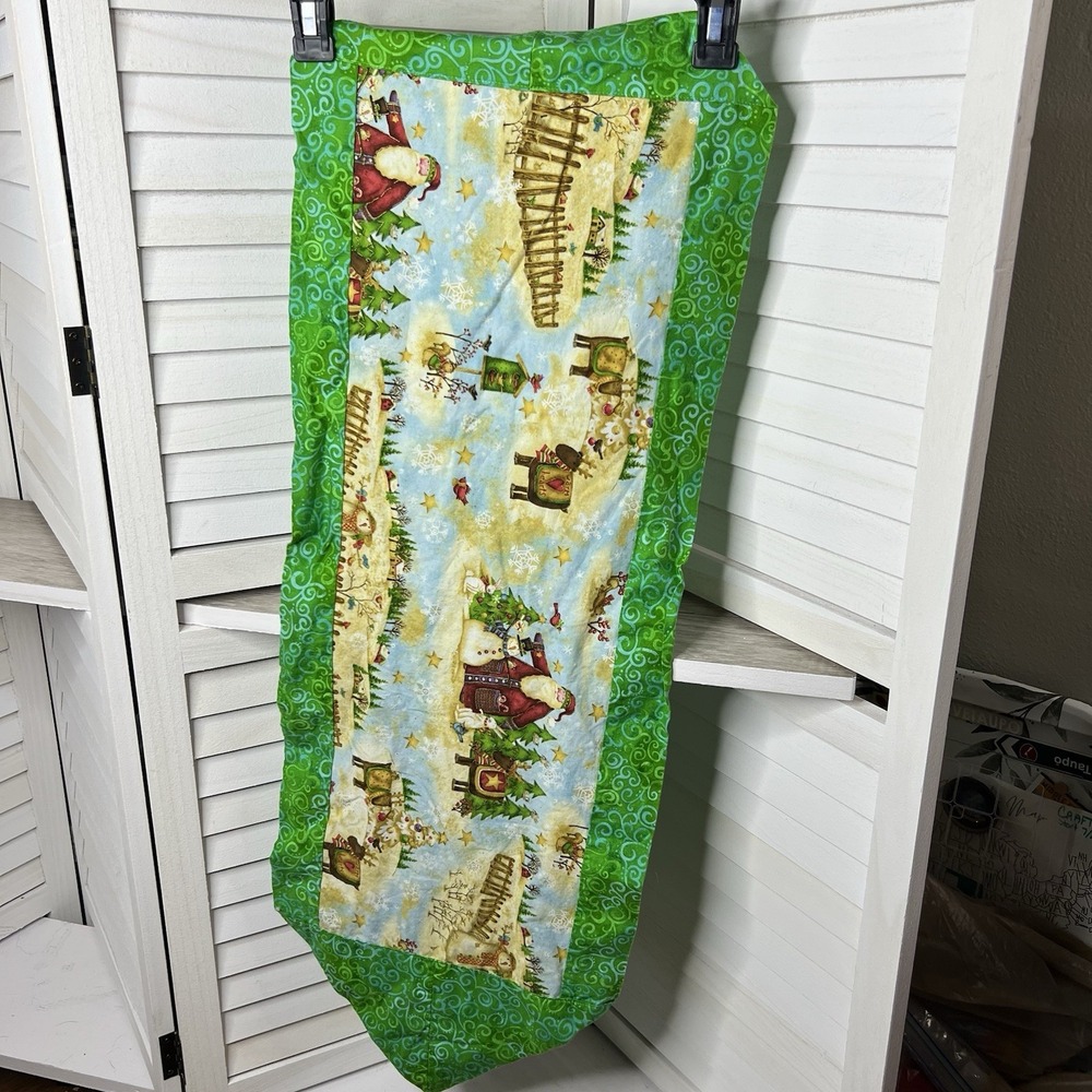 Handmade Christmas Table Runner‎ 39.5" X 12.75" Santa Reindeer Country